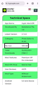 Hypic Mod APK v7.9.0 (Vip Unlocked) – Download the Ultimate AI Trending Photo Editor 8 file-size